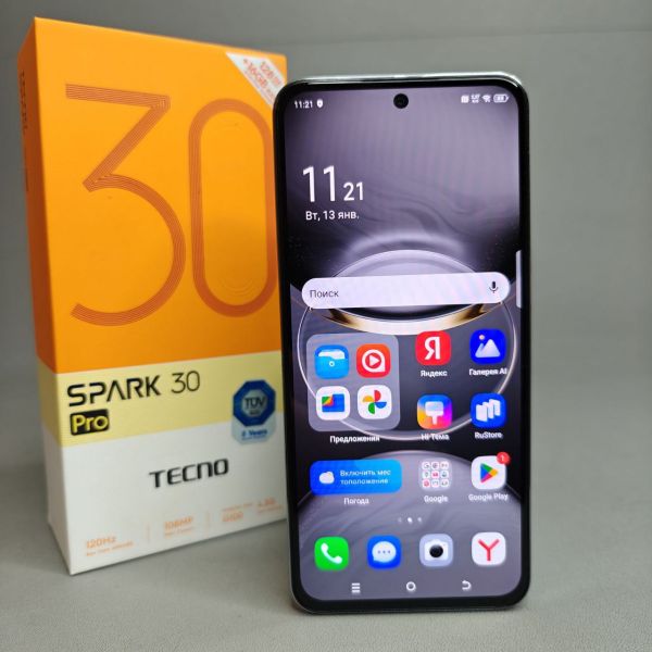 Смартфон Tecno Spark 30 Pro, 8/128 GB, камера 108 MP, AMOLED, NFC, белый