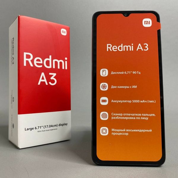 Смартфон Xiaomi Redmi A3 4/128 ГБ RU, Dual nano SIM, midnight black