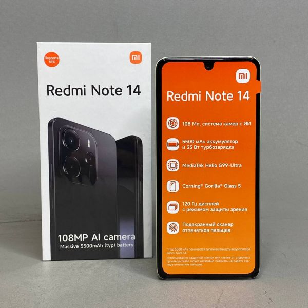 Смартфон Xiaomi Redmi Note 14 4G 6/128 ГБ RU, Dual nano SIM, Lime Green