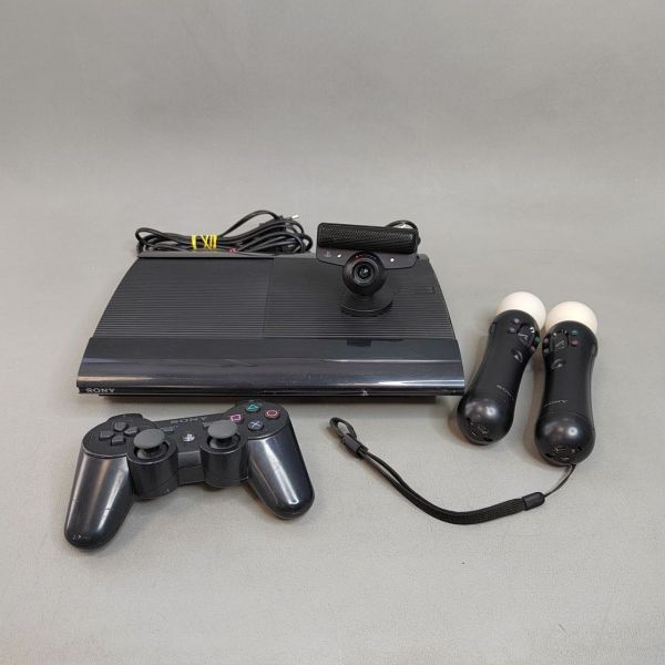 Игровая приставка Sony PlayStation 3 Super Slim 500 ГБ HDD, без игр, Камера, Move 2шт, черный