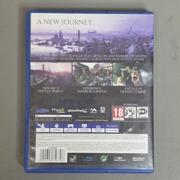 Игра Metro Exodus Sony Playstation 4, русская версия диск с игрой