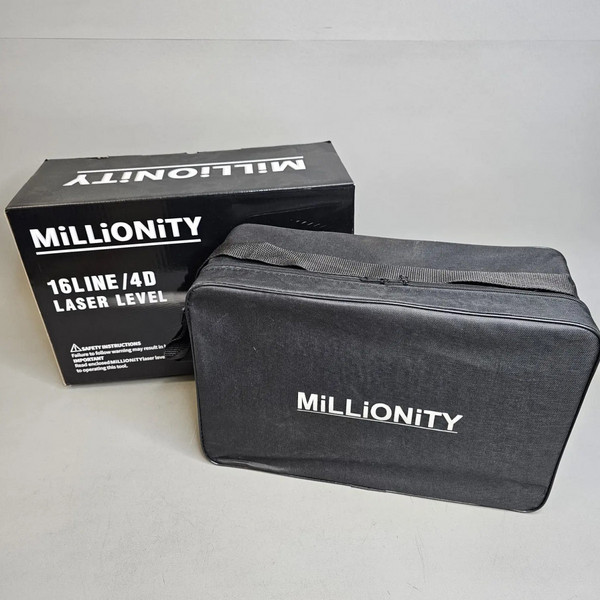 Лазерный уровень Millionity 4D 360°, Профессиональный нивелир, 16 линий, зеленый луч, с аксессуарами в кейсе.