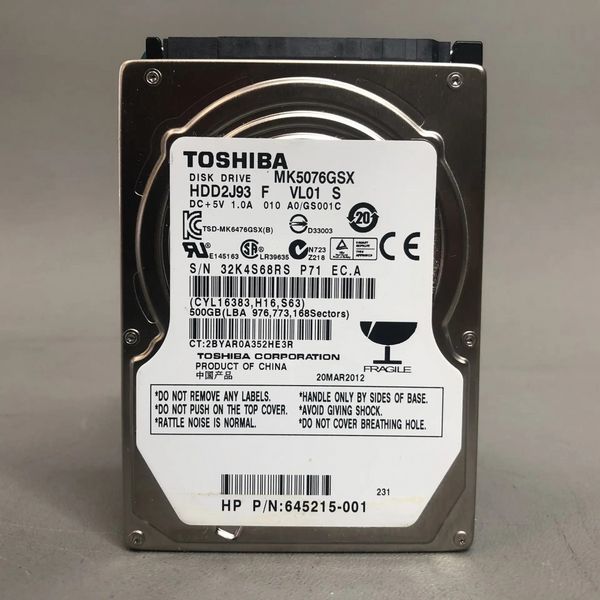 Жесткий диск Toshiba MK5076GSX, 500Гб, для ноутбука, форм-фактор 2,5