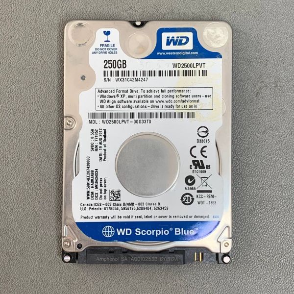 Жесткий диск Western Digital 250 ГБ WD Scorpio Blue 250 GB (WD2500LPVT)