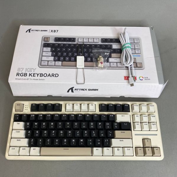 Клавиатура Attack Shark X87, беспроводная, механическая, черно-белая