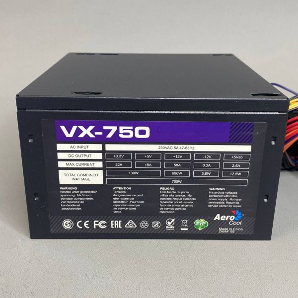 Блок питания Aerocool VX-750 PLUS 750W ATX (24+2x4+2x6/8пин)