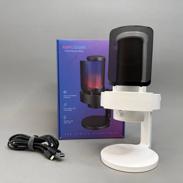 Конденсаторный USB-микрофон Fifine AmpliGame A8 (компьютерный, игровой, для стримов, для конференций, Black)