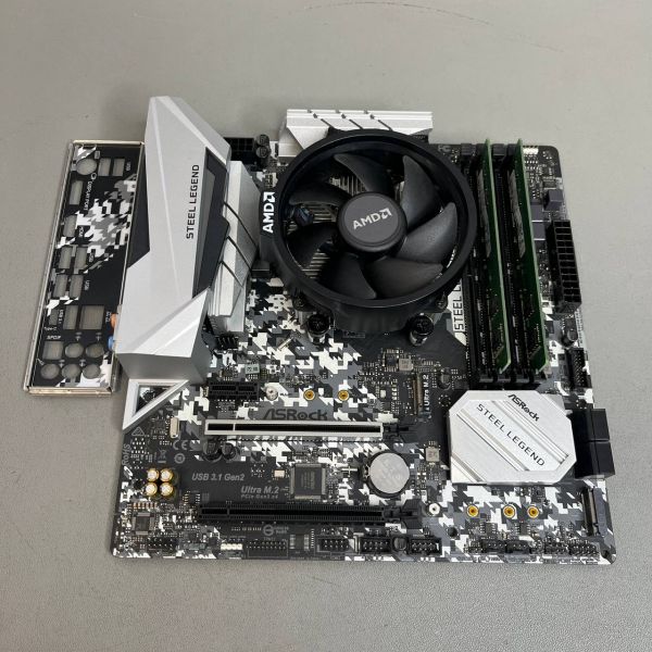 Комплект Материнская плата Asrock B450M Steel Legend + Ryzen 3 2200G +8GB DDR4+ Куллер