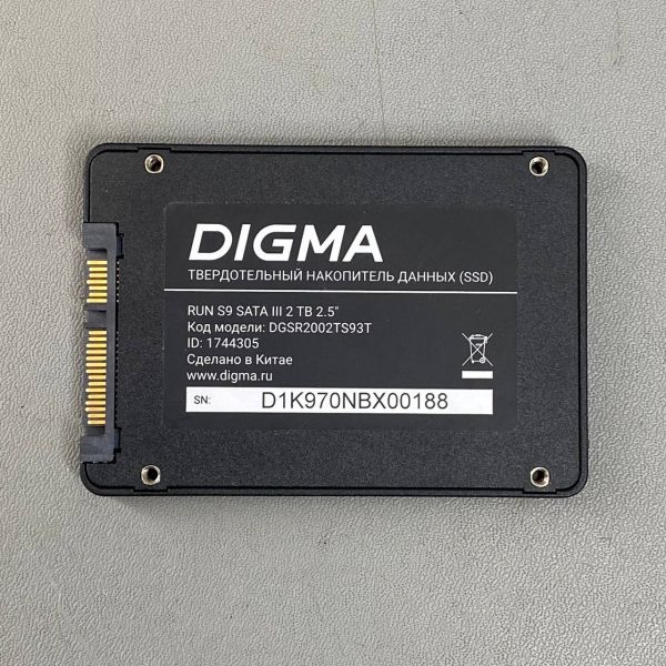 SSD накопитель Digma SATA III 2TB (DGSR2002TS93T) Run S9 2.5