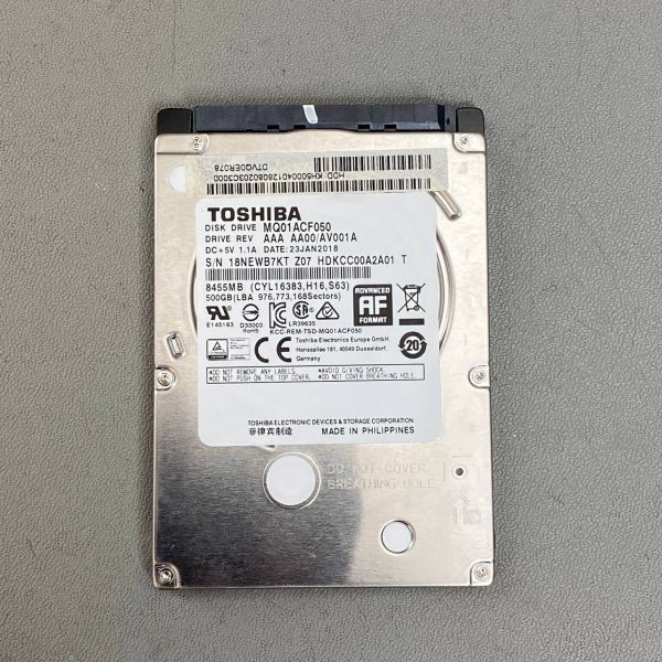 Жесткий Диск Toshiba MQ01ACF050, для ноутбука, 500Гб, 7200 об/мин, 16 Мб