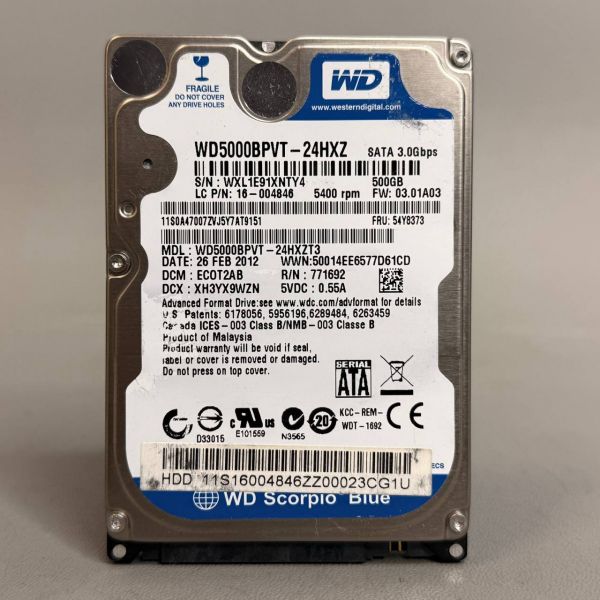 Жесткий диск Western Digital Blue WD5000bpvt