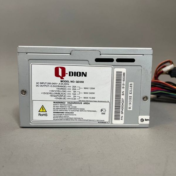 Блок питания QDION Q-DION QD350, 350Вт, 80мм, серый [qd-350]