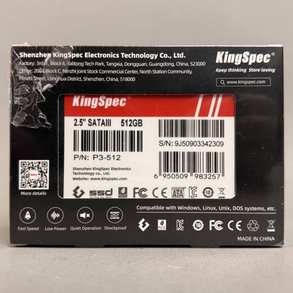 SSD накопитель KingSpec P3-512, 512ГБ, 2.5