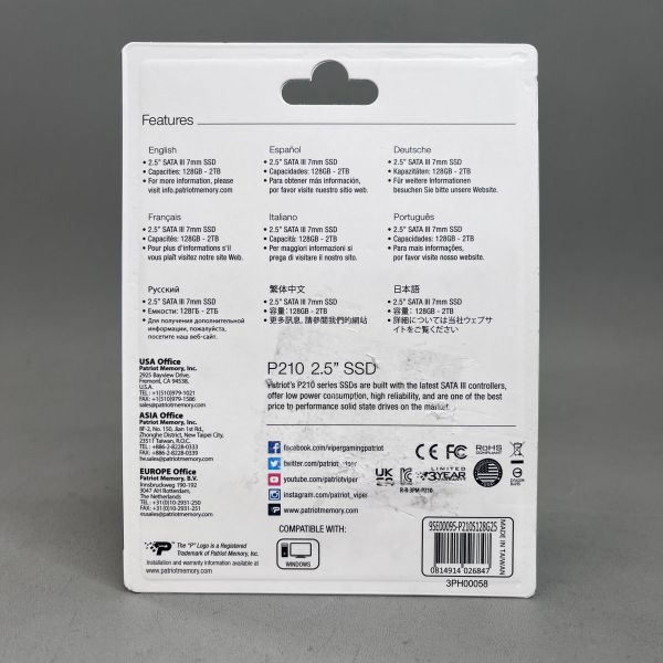 SSD накопитель Patriot P210 P210S128G25 128ГБ, 2.5