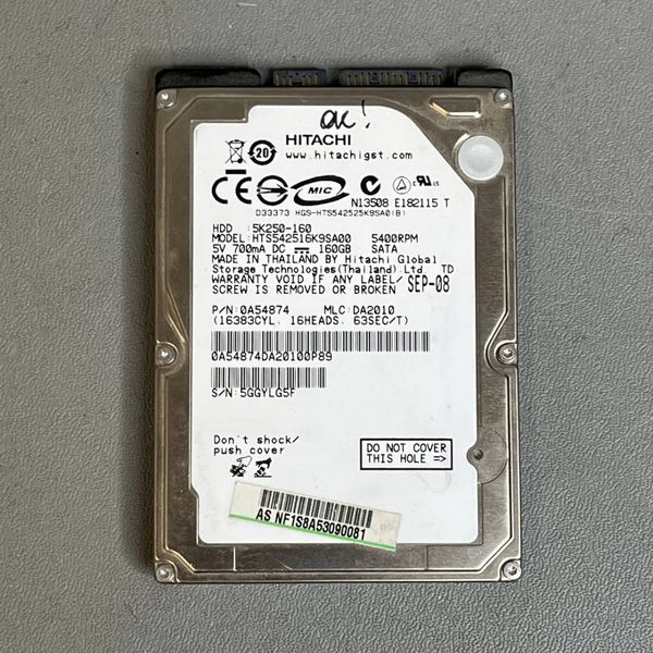 Жесткий диск Hitachi HTS542516K9SA00 160Gb 5400 SATA 2,5