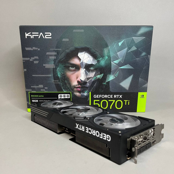 Видеокарта KFA2 GeForce RTX 5070 Ti ROCK(X) OC 3FAN RGB Black [57IZN6MDBUEK]