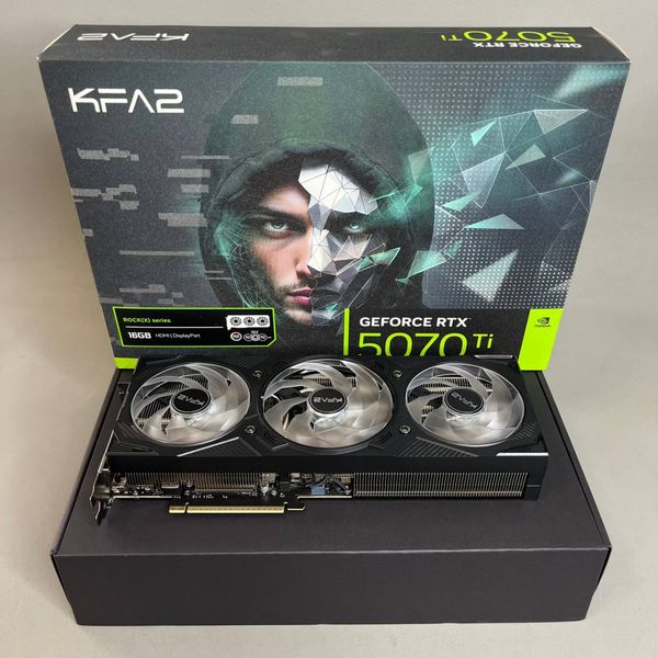 Видеокарта KFA2 GeForce RTX 5070 Ti ROCK(X) OC 3FAN RGB Black [57IZN6MDBUEK]