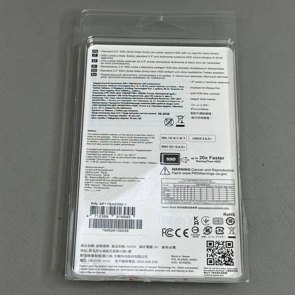 SSD диск Apacer AS350, 1024Гб, 2.5
