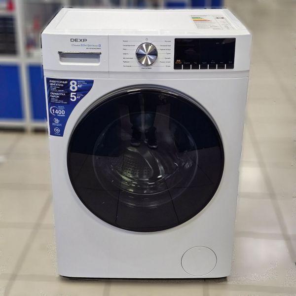 Стирально-сушильная машина DEXP WD-F814DMG/WWSI белый, фронтальная загрузка, отжим - 1400 об/мин