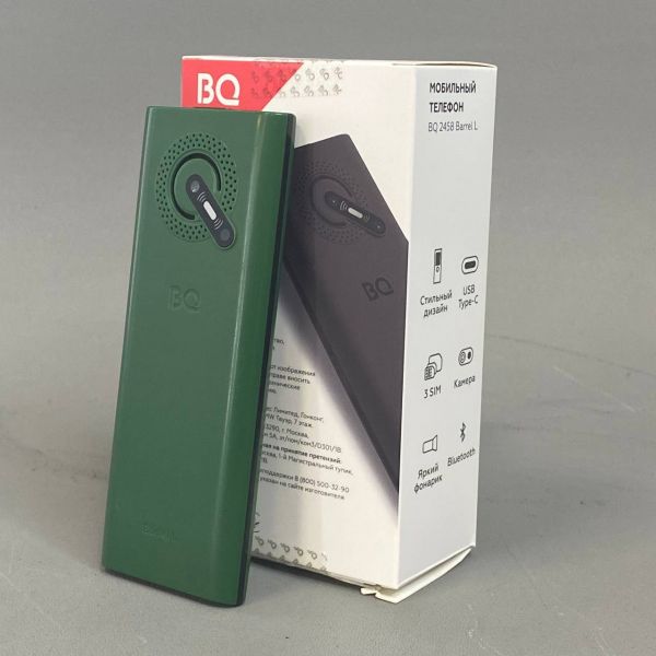 Кнопочный мобильный телефон с 3-мя СИМ-картами BQ 2458 Barrel L Green+Black