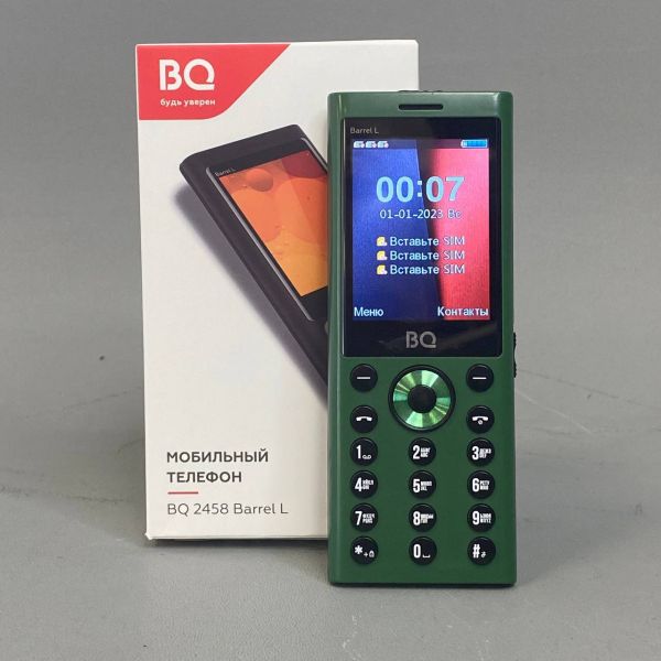 Кнопочный мобильный телефон с 3-мя СИМ-картами BQ 2458 Barrel L Green+Black