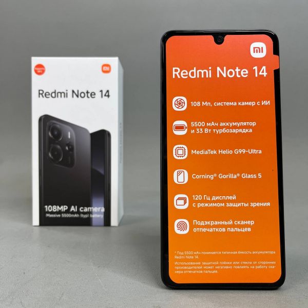 Смартфон Xiaomi Redmi Note 14 4G 6/128 ГБ, Dual nano SIM, черный
