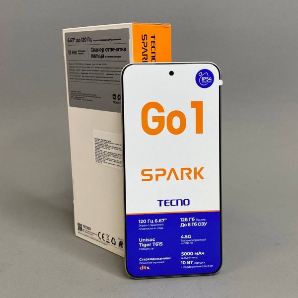 Смартфон TECNO Spark Go 1 4/128Gb RU, Dual nano SIM, titanium gold