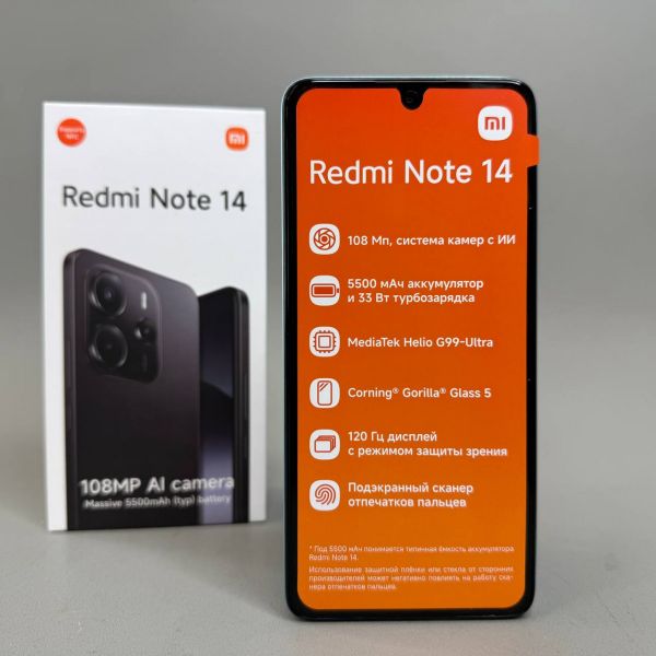 Смартфон Xiaomi Redmi Note 14 4G 8/256 ГБ RU, Dual nano SIM, синий