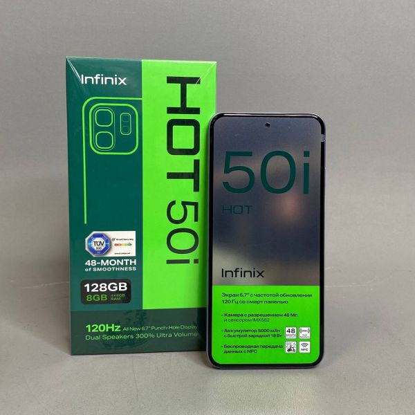 Смартфон Infinix HOT 50i 4/128 ГБ Global для РФ, Dual nano SIM, Sleek Black