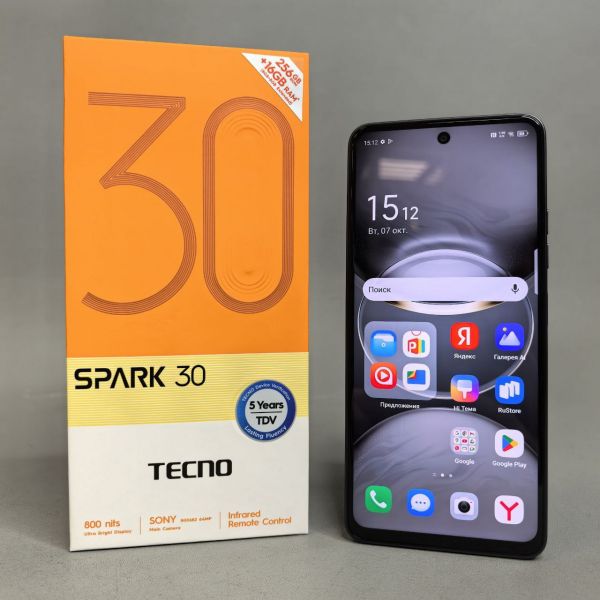Смартфон TECNO Spark 30 8/256 ГБ Global для РФ, Dual nano SIM, stellar shadow