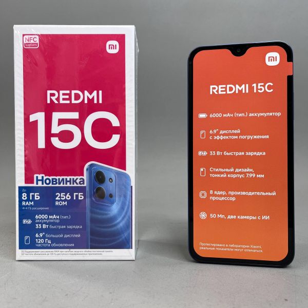 Смартфон Xiaomi Redmi 15C 4/256 ГБ RU, Dual nano SIM, Moonlight Blue