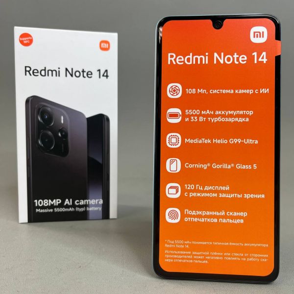 Смартфон Xiaomi Redmi Note 14 4G 6/128 ГБ RU, Dual nano SIM, синий